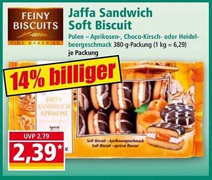 Jaffa Sandwich Soft Biscuit – Aprikosen, Choco-Kirsch oder Heidelbeergeschmack