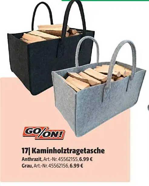 Kaminholztragetasche in Anthrazit und Grau