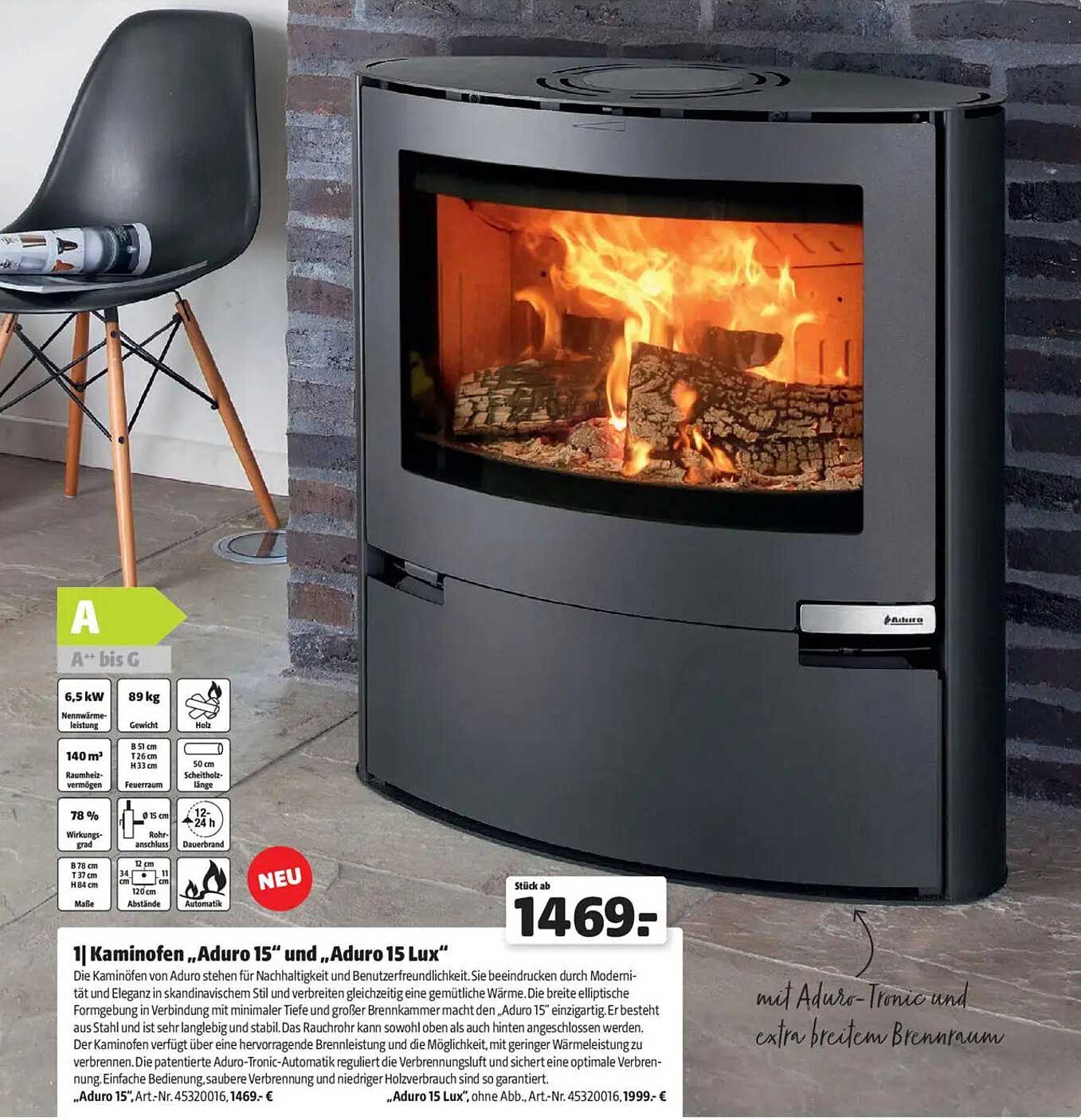 Kaminöfen „Aduro 15“ und „Aduro 15 Lux“