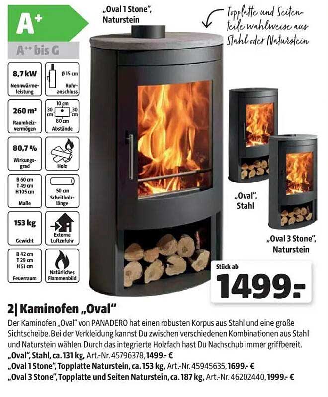 Kaminofen „Oval“ von PANADERO