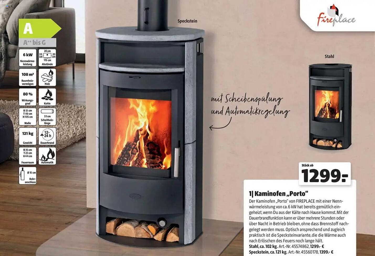 Kaminofen 'Porto' von FIREPLACE