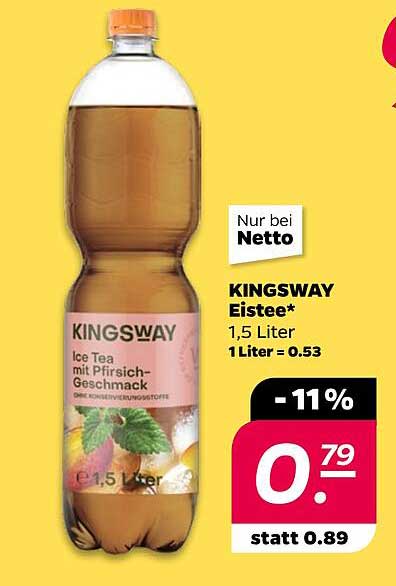 KINGWAY Eistee 1,5 Liter – Ice Tea mit Pfirsich-Geschmack