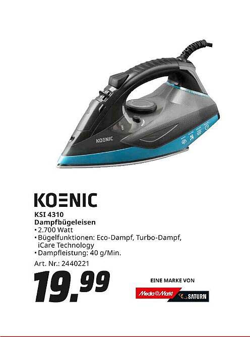 KOENIC KS1 4310 Dampfbügeleisen - 2.700 Watt