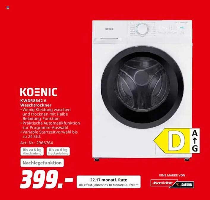 KOENIC KWDR8642 A Waschtrockner