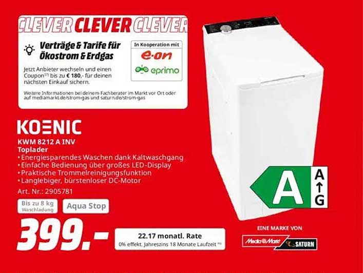 KOENIC KWM 8212 A INV Toplader - Ab 5,49 Euro