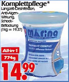 Komplettpflege* Langzeit-Desinfektion, Anti-Algen-Wirkung, Schock-Belüftung (1kg = 19,37)