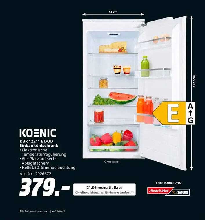 KÖNIG KBR 12211 E DOD Einbaukühlschrank
