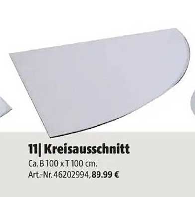 Kreisausschnitt Ca. B 100 x T 100 cm