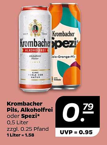 Krombacher Pils, Alkoholfrei oder Spezi 0,5 Liter