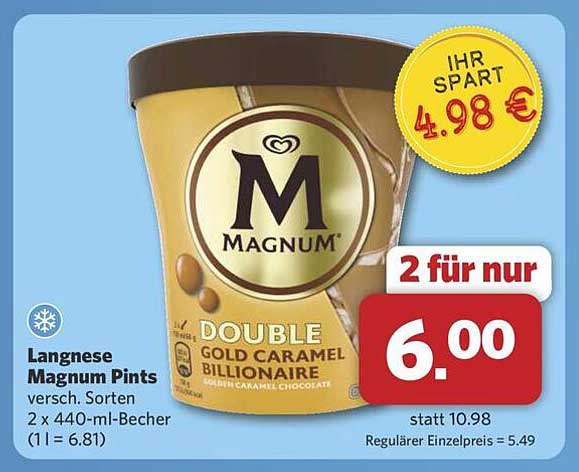 Langnese Magnum Pints Gold Caramel Billionaire 2er Pack