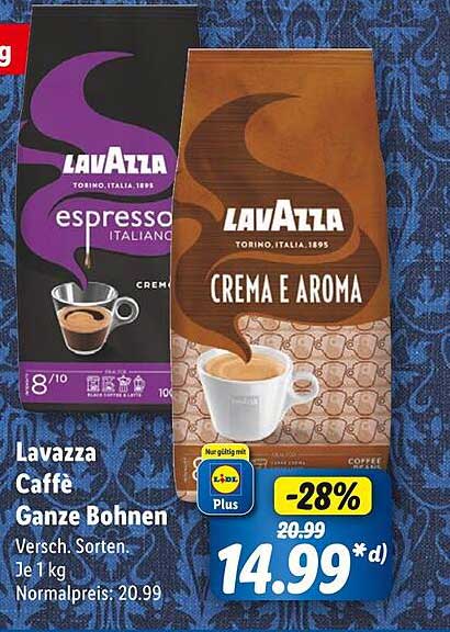 Lavazza Caffè Ganze Bohnen Versch. Sorten Je 1 kg
