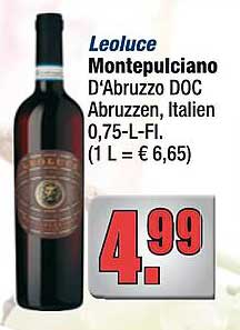 Leoluce Montepulciano D'Abruzzo DOC 0,75-L-Flasche