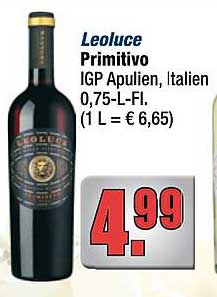 Leoluce Primitivo IGP Apulien, Italien 0,75-L-Fl.