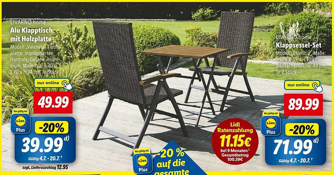 LIVARNO home Alu Klapptisch mit Holzplatte