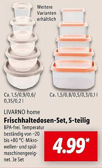 LIVARNO home Frischhaltedosen-Set, 5-teilig