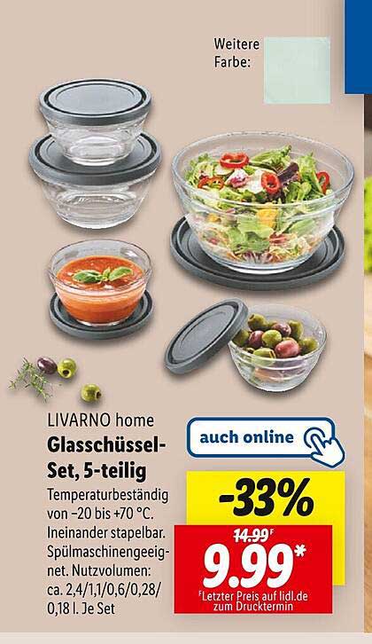 LIVARNO home Glas schüssel-Set, 5-teilig