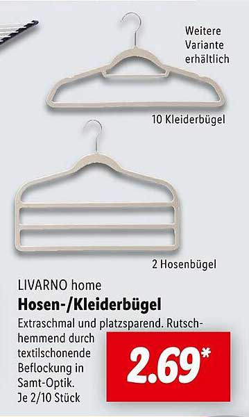 LIVARNO home Hosen-/Kleiderbügel 2/10 Stück