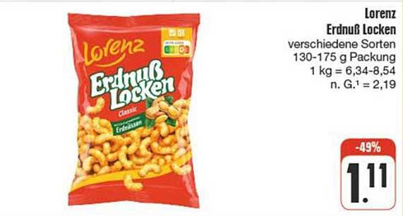 Lorenz Erdnuss Locken verschiedene Sorten 130-175 g Packung