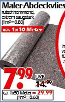 Maler-Abdeckvlies 1 x 10 Meter - rutschhemmend und extrem saugstark