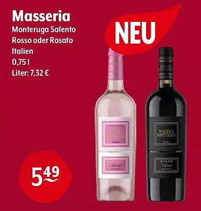 Masseria Monteruga Salento Rosso oder Rosato 0,75 L