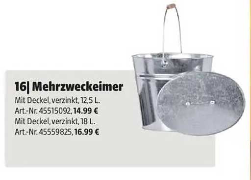 Mehrzweckeimer mit Deckel, verzinkt 12,5 L und 18 L