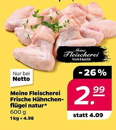 Meine Fleischerei Frische Hähnchenflügel natur* 600g