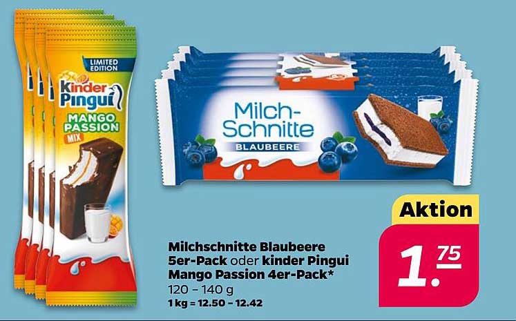 Milchschnitte Blaubeere 5er-Pack oder Kinder Pingui Mango Passion 4er-Pack
