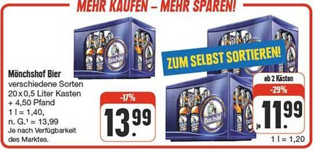 Mönchshof Bier - Verschiedene Sorten im 20 x 0,5 Liter Kasten