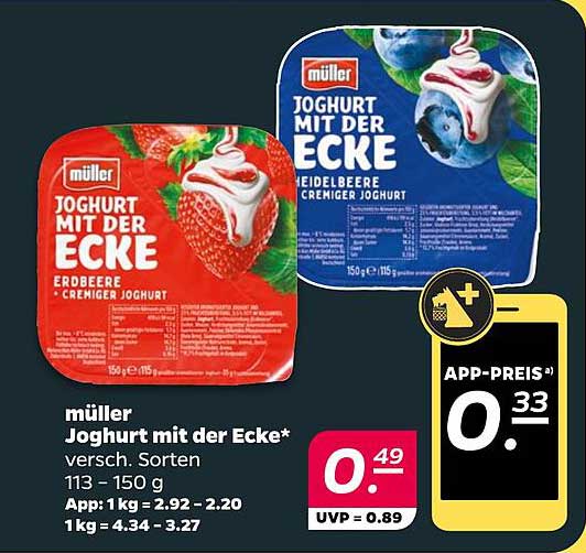 müller Joghurt mit der Ecke - verschiedene Sorten