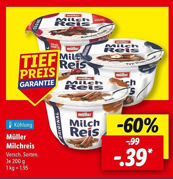 Müller Milchreis - Verschiedene Sorten