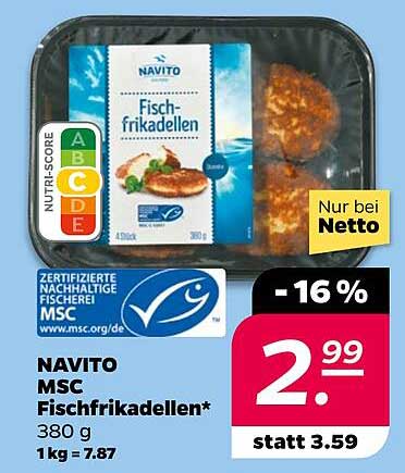 NAVITO MSC Fischfrikadellen 380 g - 16% Rabatt