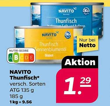 NAVITO Thunfisch in verschiedenen Sorten – Aktionspreis bei NETTO