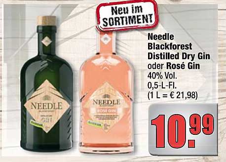 Needle Blackforest Distilled Dry Gin oder Rosé Gin 0,5-L-Fl.