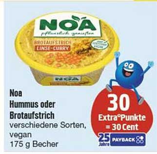 Noa Hummus oder Brotaufstrich verschiedene Sorten, vegan - 175 g Becher