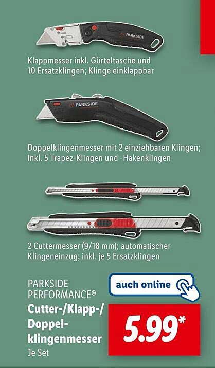 PARKSIDE PERFORMANCE® Cutter-/Klapp-/Doppelklingenmesser Set