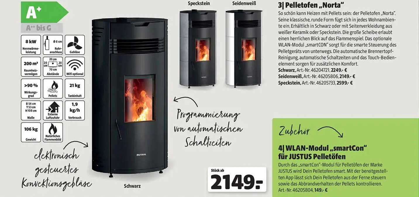 Pelletofen „Norta“ - Stilvolles Heizen mit Komfort