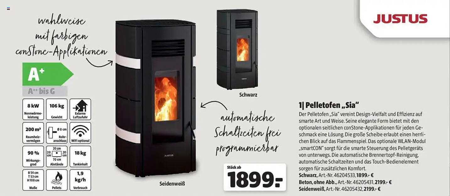 Pelletofen „Sia“ - Stück ab 1899,- €