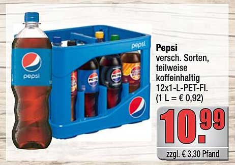 Pepsi 12x1-L-PET-Flasche - Verschiedene Sorten, teilweise koffeinhaltig