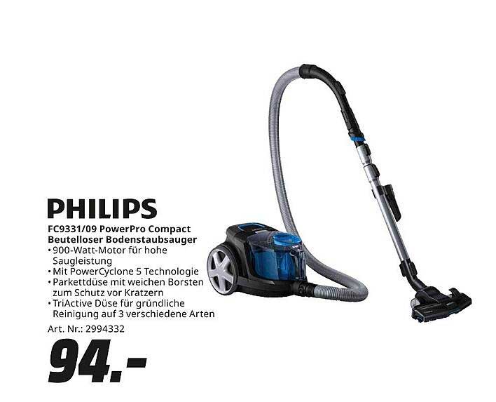 PHILIPS FC9331/09 PowerPro Compact Beutelloser Bodenstaubsauger