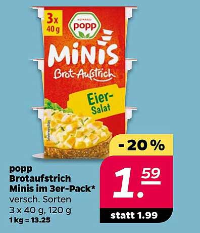 popp Brotaufstrich Minis im 3er-Pack - Eier-Salat