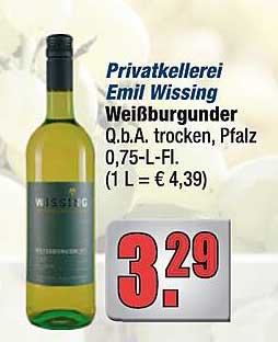 Privatkellerei Emil Wissing Weißburgunder Q.b.A. trocken, Pfalz 0,75-L-Fl.