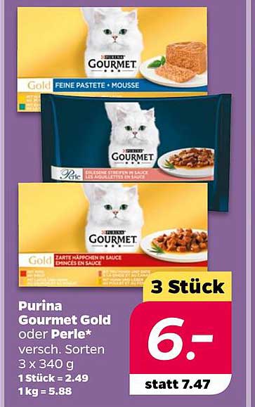 Purina Gourmet Gold oder Perle – verschiedene Sorten, 3 x 340 g