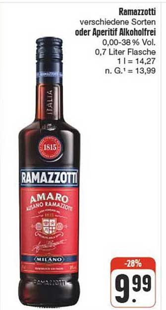 Ramazzotti - verschiedene Sorten oder Aperitif alkoholfrei