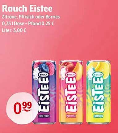 Rauch Eistee - Zitrone, Pfirsich oder Berries