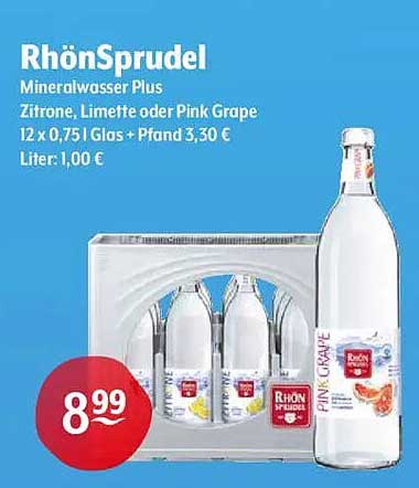 RhönSprudel Mineralwasser Plus – Zitrone, Limette oder Pink Grape