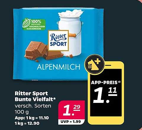 Ritter Sport Bunte Vielfalt - Alpenmilch 100 g
