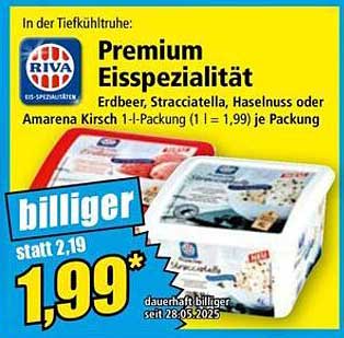 Riva Premium Eisspezialität - Erdbeer, Stracciatella, Haselnuss oder Amarena Kirsch
