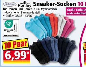 Ronley Sneaker-Socken 10 Paar für Damen und Herren