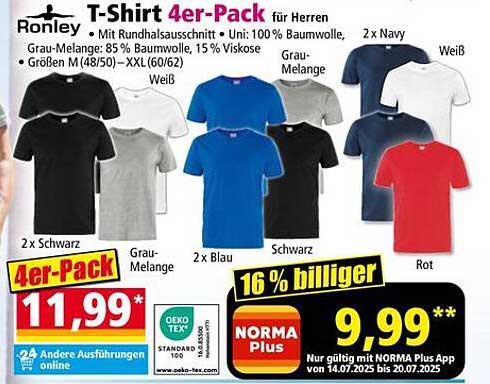 Ronley T-Shirt 4er-Pack für Herren