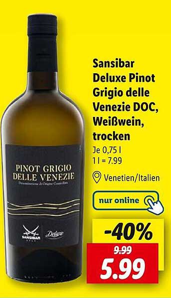 Sansibar Deluxe Pinot Grigio delle Venezie DOC, Weißwein, trocken